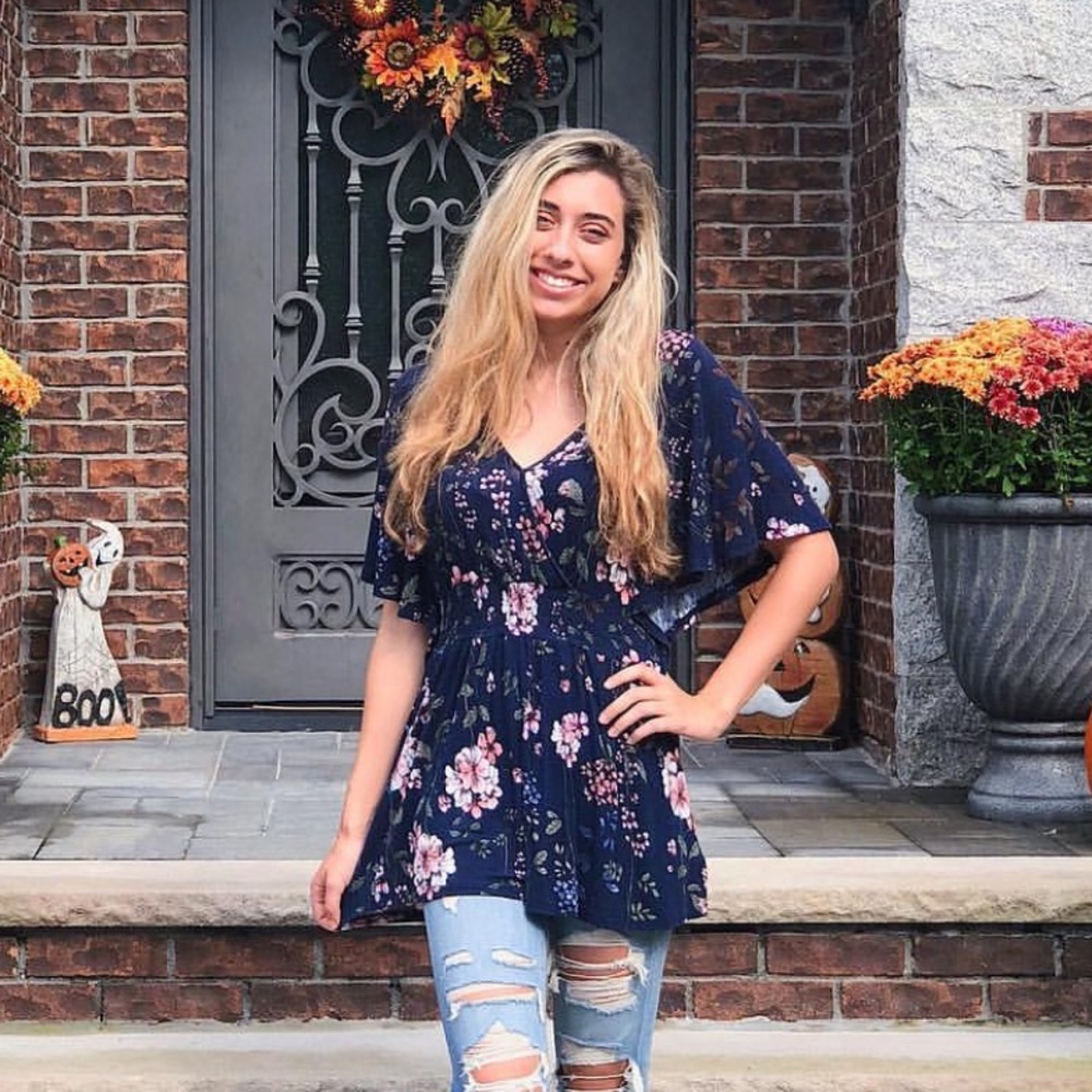 Dark Blue floral blouse
